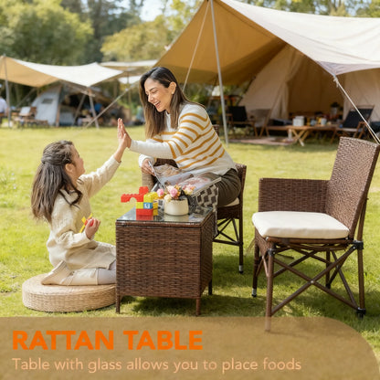 3-Piece PE Rattan Outdoor Set, Table & 2 Chairs