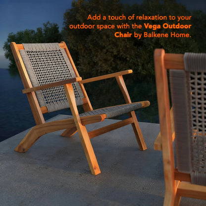 Teak Hand-Woven Outdoor Chair, Mid-Century Reclining Design