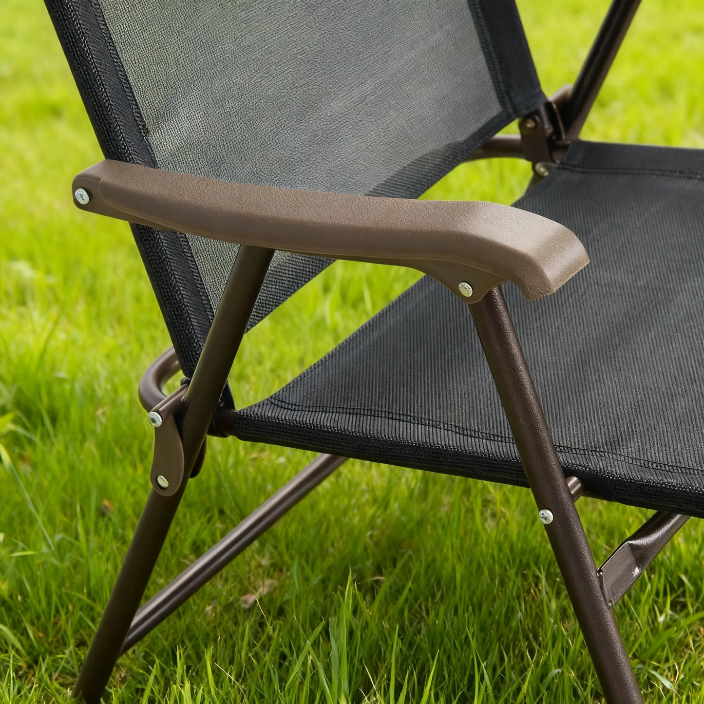 2-Pack Outdoor Folding Chairs, Metal Frame & Sling Back, No Assembly Needed