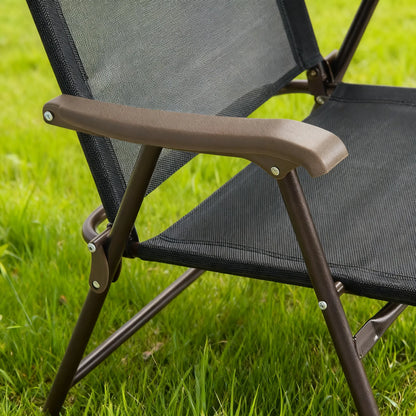 2-Pack Outdoor Folding Chairs, Metal Frame & Sling Back, No Assembly Needed