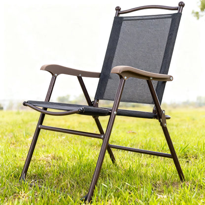 2-Pack Outdoor Folding Chairs, Metal Frame & Sling Back, No Assembly Needed