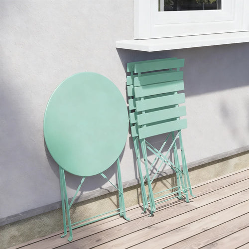 3-Piece Steel Patio Bistro Set, Elegant Mint Green, Simple Design for a Relaxing Corner