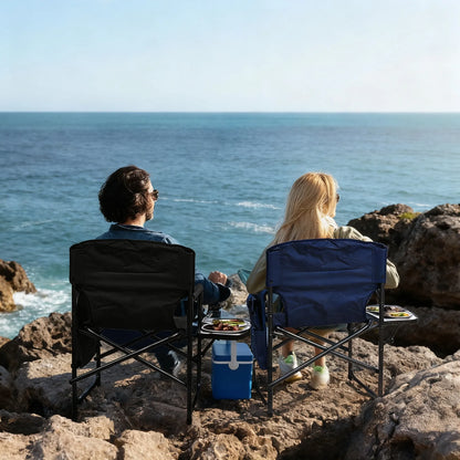 Professional Directors Chair, Adult Camping Chair with Heavy Duty Side Table, Side Pockets & Carry Straps